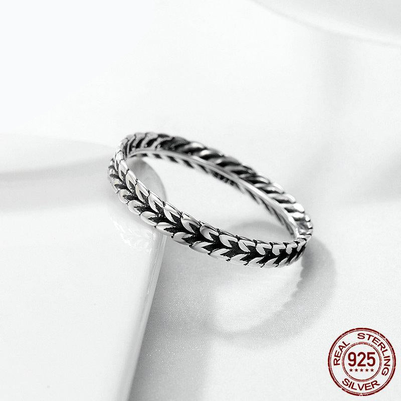 Ährenkranz Stapelring aus 925 Sterling Silber mit Weizenform – organisches Design, nickelfrei – OrLume Jewelry