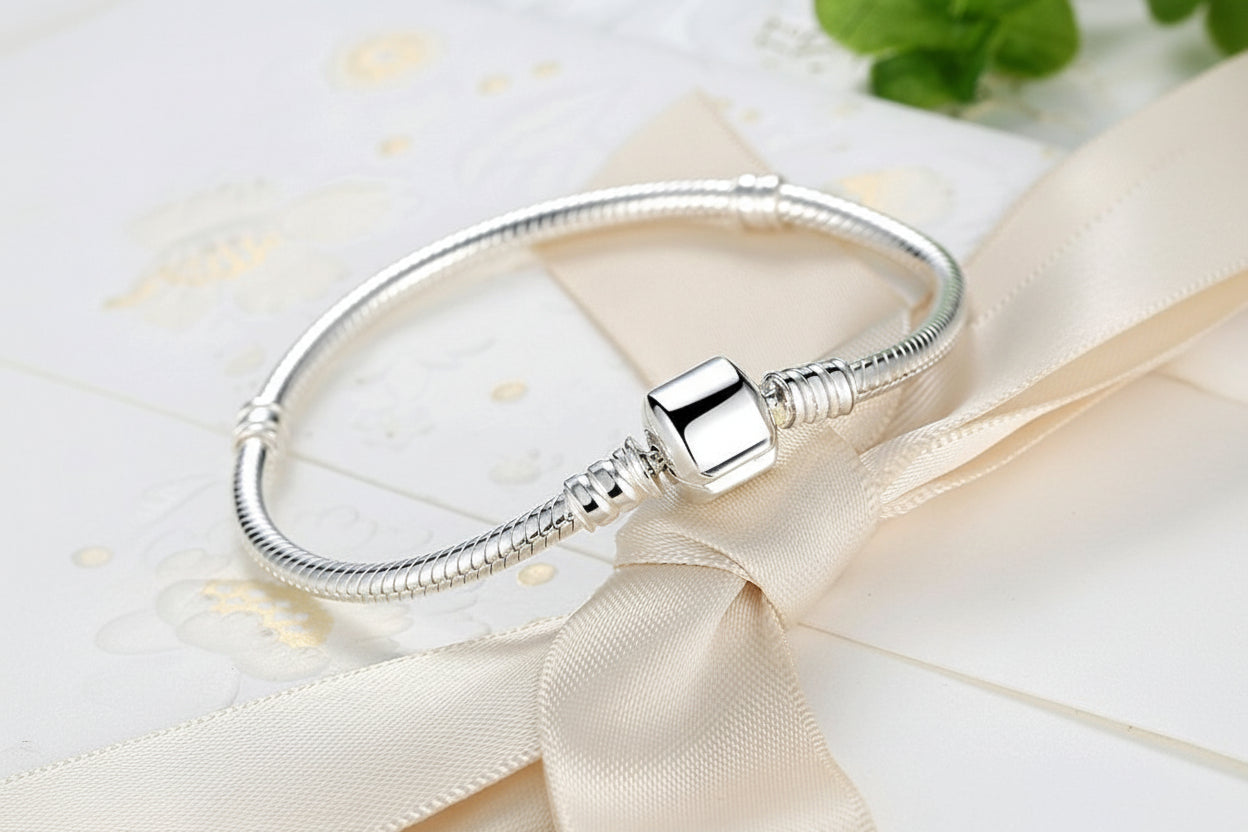 Bamoer Snake Chain Armband aus 925 Sterling Silber, 17-20cm verstellbar – charm-kompatibel, nickelfrei – OrLume Jewelry