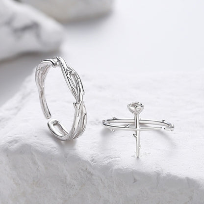 Rosenband – 925 Sterling Silber Paar-Ring für Verliebte