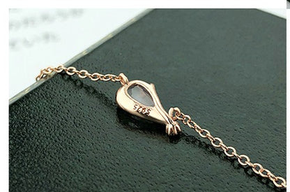 Kirschblütenzauber – 925 Sterling Silber Halskette mit Rosenquarz