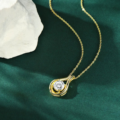 Drop of Light Pendant Necklace – 925 Sterling Silver – 2 Carat Moissanite