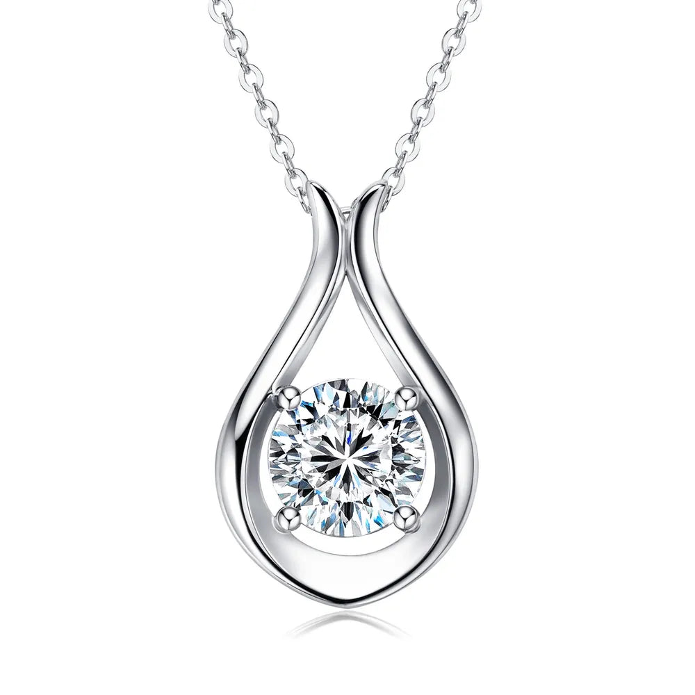 Drop of Light Pendant Necklace – 925 Sterling Silver – 2 Carat Moissanite