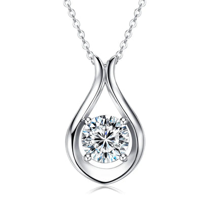 Drop of Light Pendant Necklace – 925 Sterling Silver – 2 Carat Moissanite