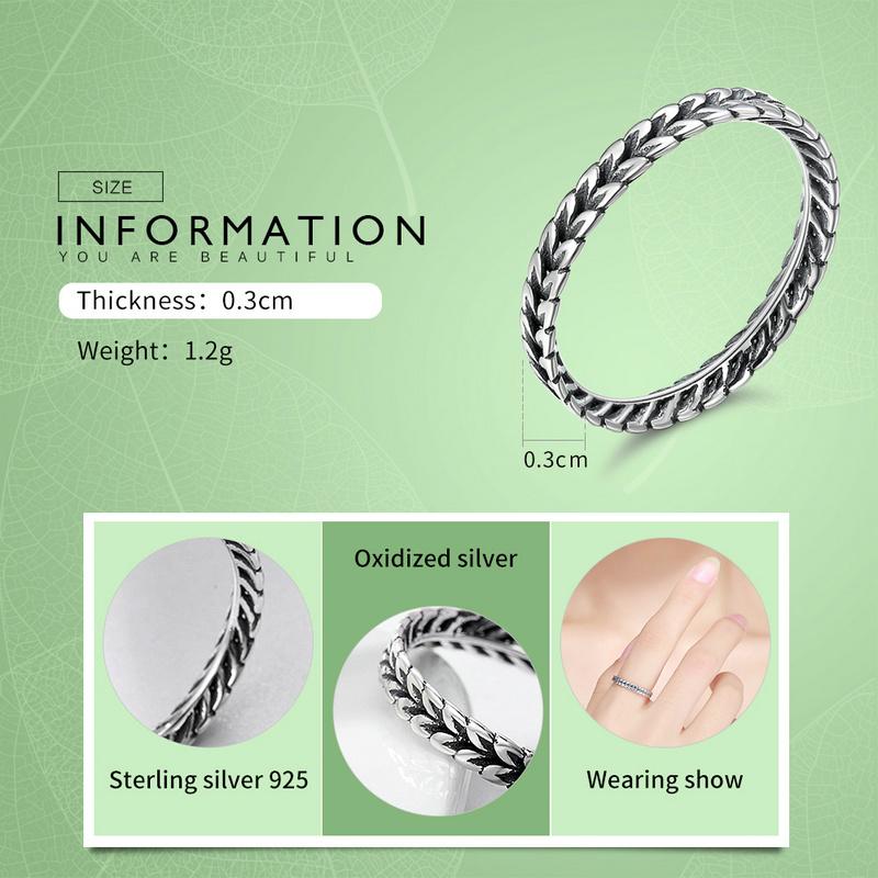 Ährenkranz – 925 Sterling Silber Stapelring mit Weizenform