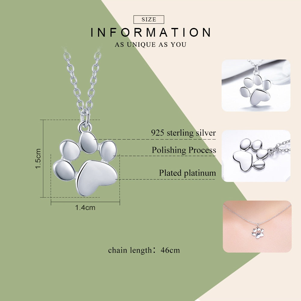 Paw Necklace – 925 Sterling Silver – Platinum Plating