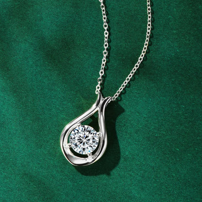 Drop of Light Pendant Necklace – 925 Sterling Silver – 2 Carat Moissanite
