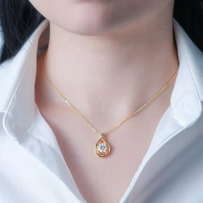 Drop of Light Pendant Necklace – 925 Sterling Silver – 2 Carat Moissanite