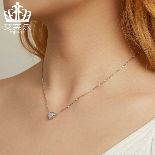 Aobao Herz-Halskette - 925 Sterling Silber – Aobao-Stein, Platin-Beschichtung