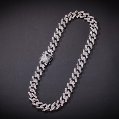 Cuban Link Chain – 18-karat gold-plated – cubic zirconia (iced out)