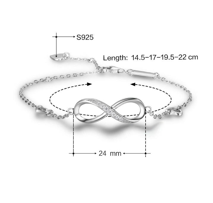 Infinity Love Armband – 925 Sterling Silber – Zirkonia