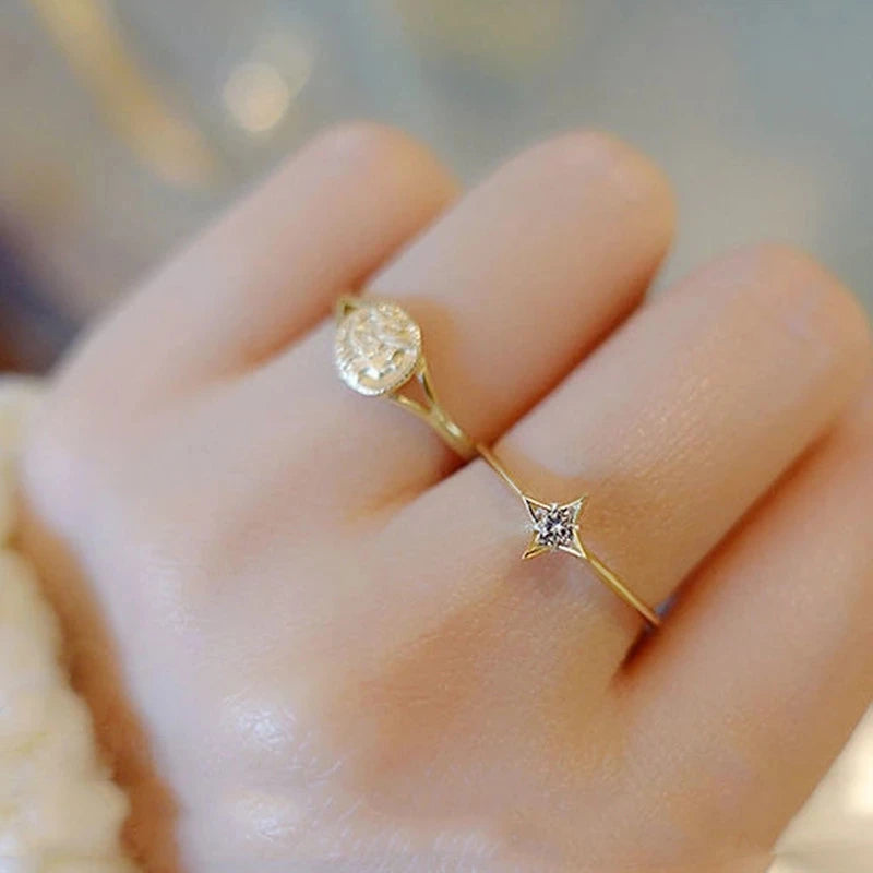 Funkelpunkt – 925 Sterling Silber Ring mit einzelnem Zirkon