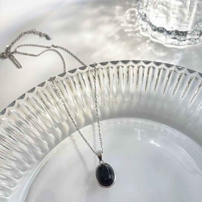 Onyx-Optik Halskette – 925 Sterling Silber – Onyx-Look