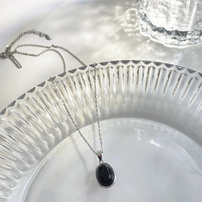 Onyx-Optik Halskette – 925 Sterling Silber – Onyx-Look