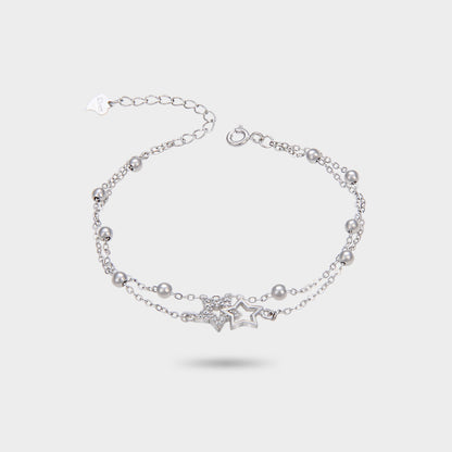 Star Bracelet – 925 Sterling Silver – double, zirconia