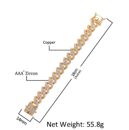 Cuban Link Chain – 18-karat gold-plated – cubic zirconia (iced out)