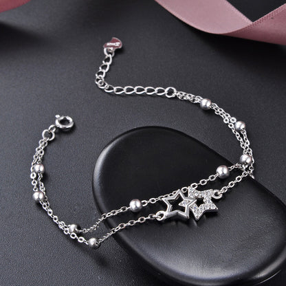 Star Bracelet – 925 Sterling Silver – double, zirconia