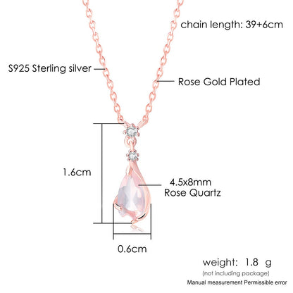 Kirschblütenzauber – 925 Sterling Silber Halskette mit Rosenquarz