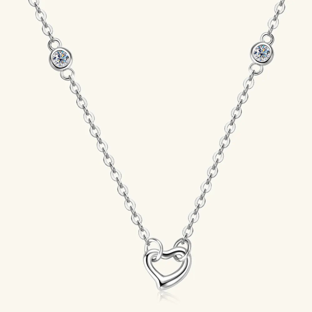 Heartlight Moissanite Necklace in 925 Silver 0.06 Carat 
