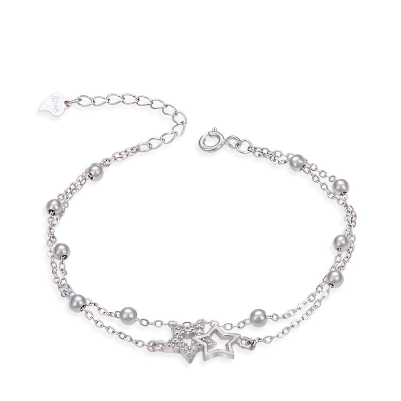 Star Bracelet – 925 Sterling Silver – double, zirconia