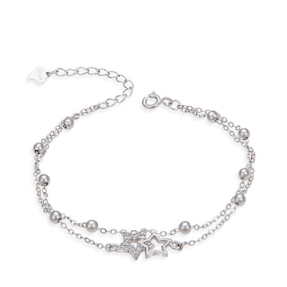 Star Bracelet – 925 Sterling Silver – double, zirconia