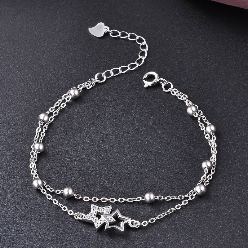Star Bracelet – 925 Sterling Silver – double, zirconia