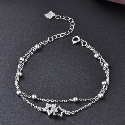 Star Bracelet – 925 Sterling Silver – double, zirconia