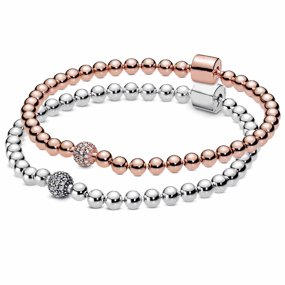 Kristalltraum Armband aus 925 Sterling Silber mit Rosegold und Pavé-Kristallen – verstellbar, nickelfrei – OrLume Jewelry
