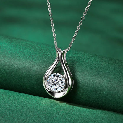 Drop of Light Pendant Necklace – 925 Sterling Silver – 2 Carat Moissanite