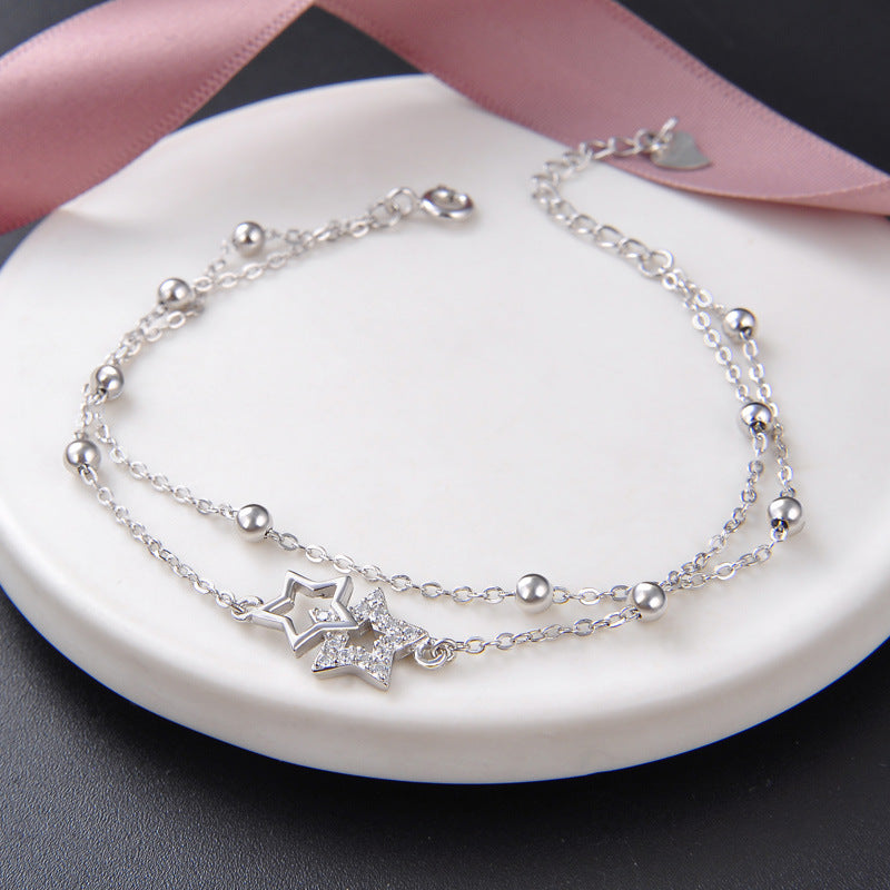Star Bracelet – 925 Sterling Silver – double, zirconia