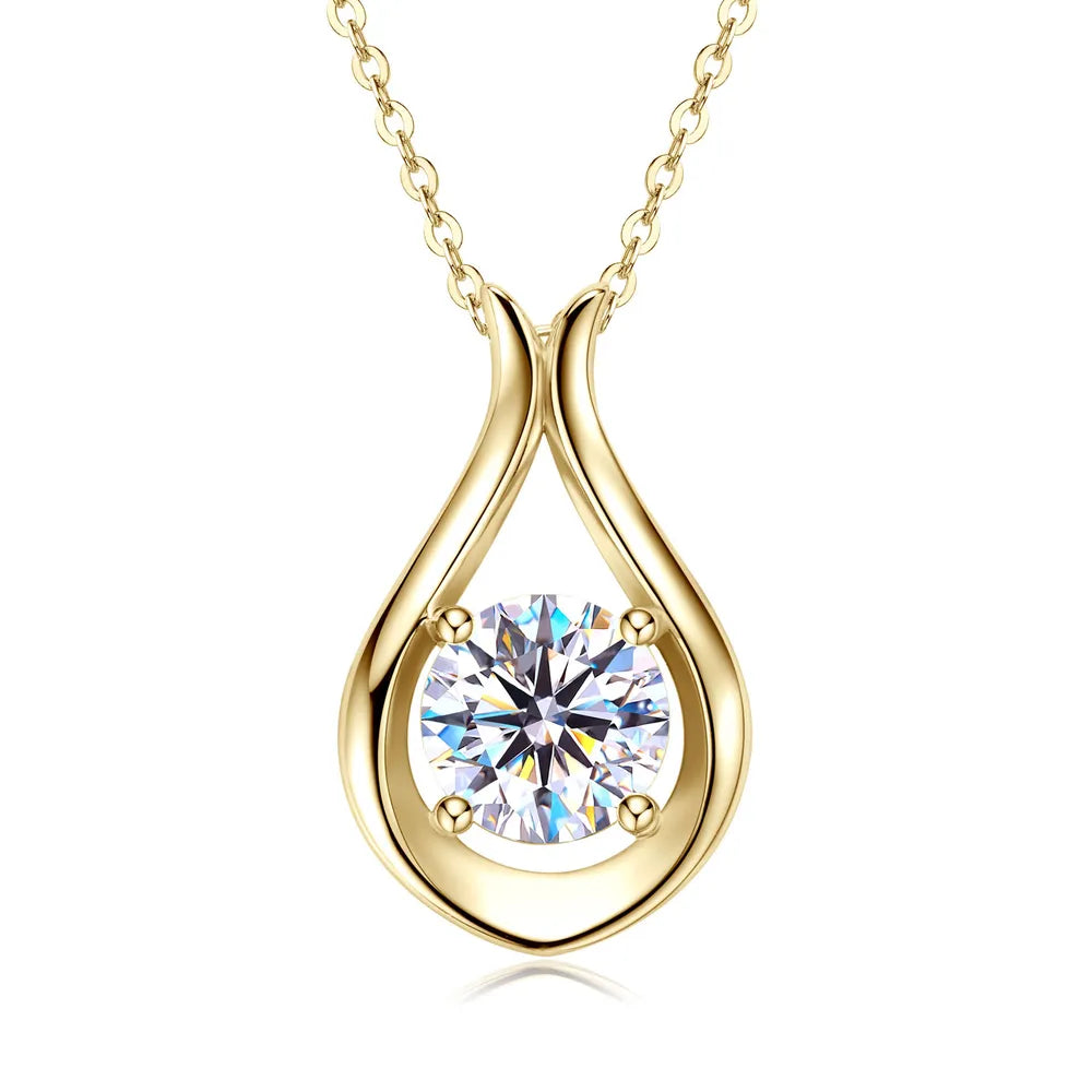 Drop of Light Pendant Necklace – 925 Sterling Silver – 2 Carat Moissanite