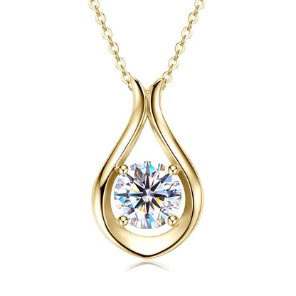 Drop of Light Pendant Necklace – 925 Sterling Silver – 2 Carat Moissanite