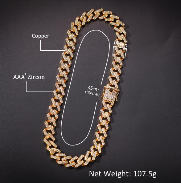 Cuban Link Chain – 18-karat gold-plated – cubic zirconia (iced out)