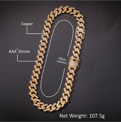 Cuban Link Chain – 18-karat gold-plated – cubic zirconia (iced out)