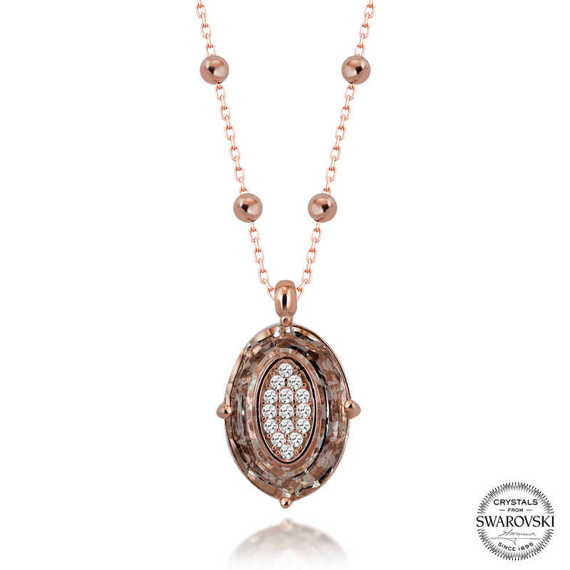 Oval Rose Necklace – 925 Sterling Silver – Swarovski® Crystals