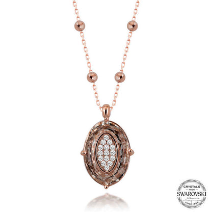 Oval Rose Necklace – 925 Sterling Silver – Swarovski® Crystals