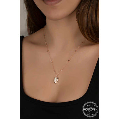 Oval Rose Necklace – 925 Sterling Silver – Swarovski® Crystals