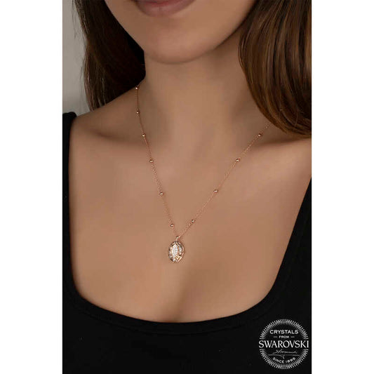 Oval Rose Halskette – 925 Sterling Silber – Swarovski® Kristalle